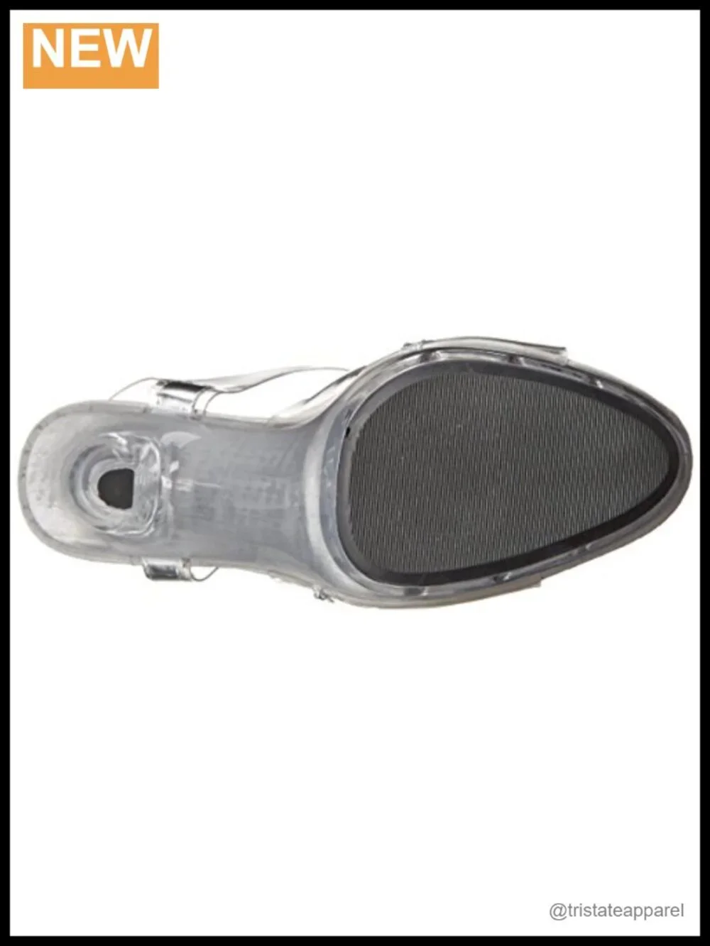 Women's Platform Sandal with Lucite Heel, Ankle Strap & Rhinestone Embellishment